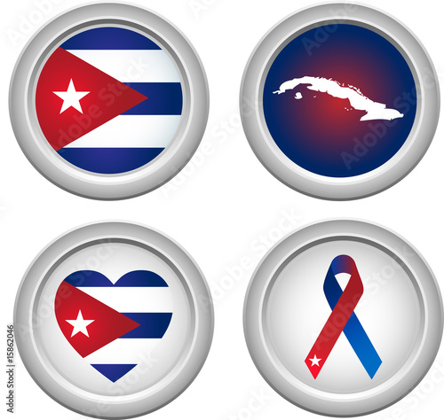 Free Download Cuba Buttons with map, flag, heart and ribbon - GFXLoad