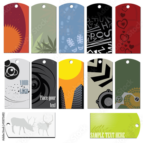 set of tags and stickers