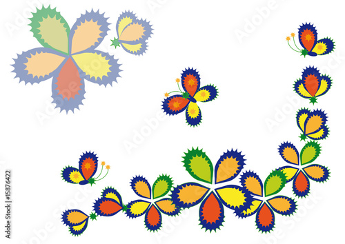 ornamentation of decorative flowers and butterflies