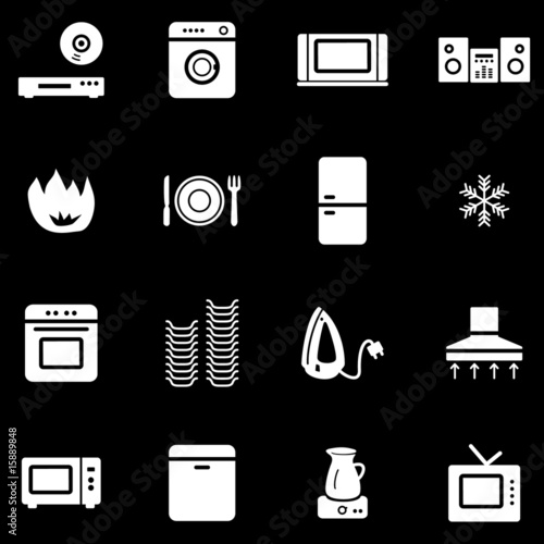 Home appliances white web icons