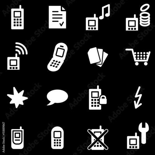Mobile phone white web icons