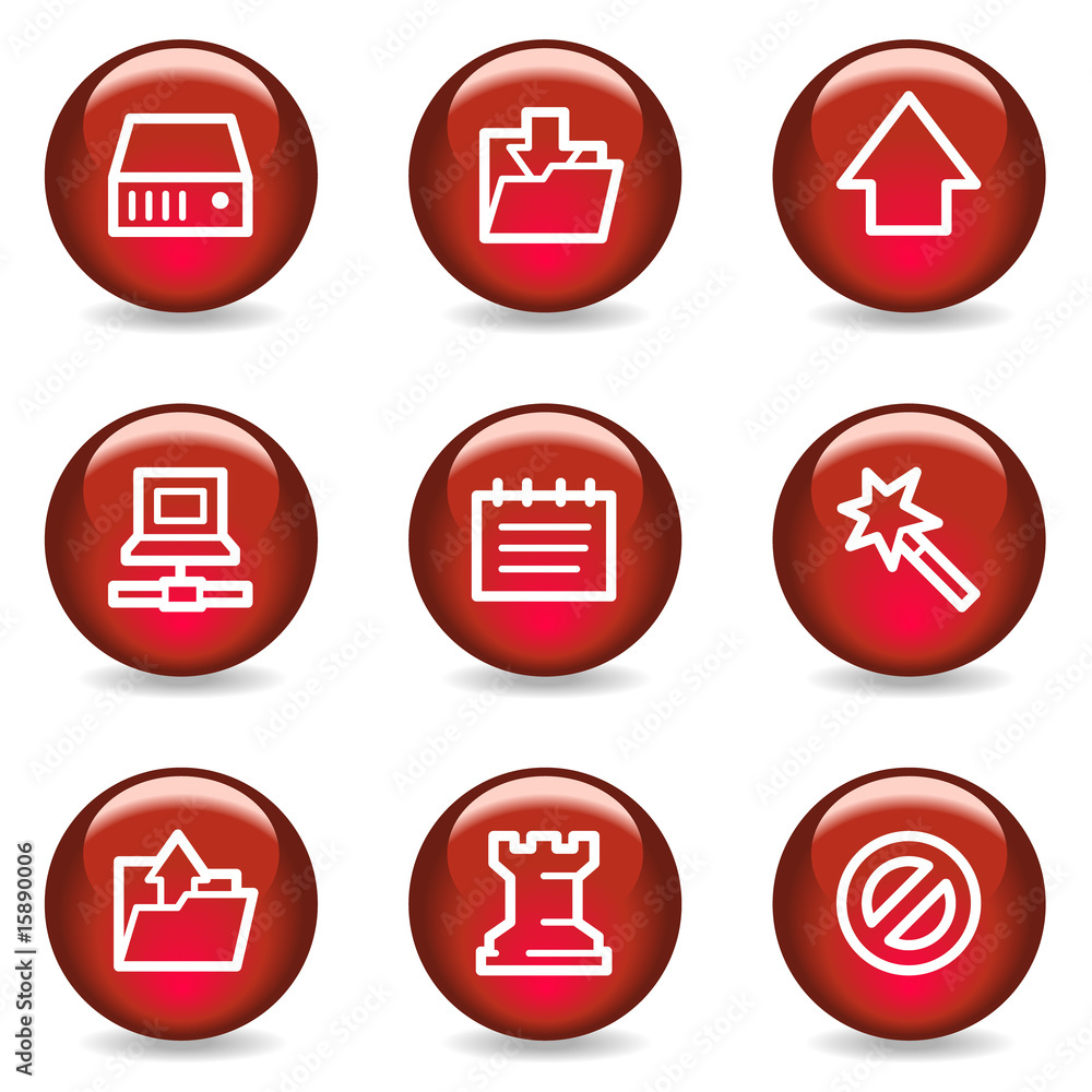 Data web icons, red glossy series Data web icons, red glossy series