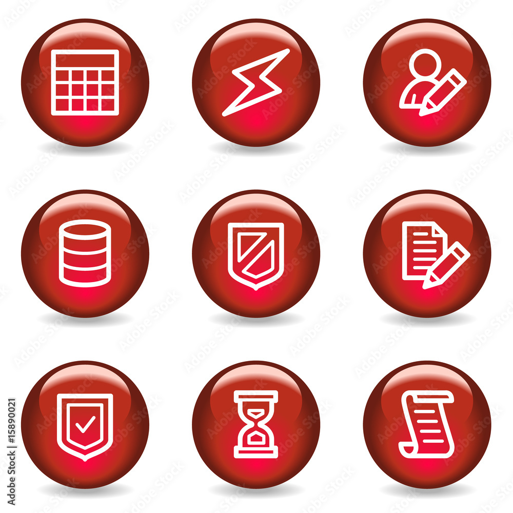 Database web icons, red glossy series Database web icons, red glossy series