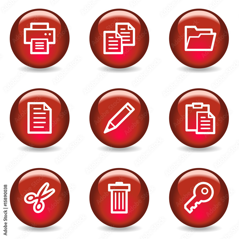 Document web icons, red glossy series Document web icons, red glossy series