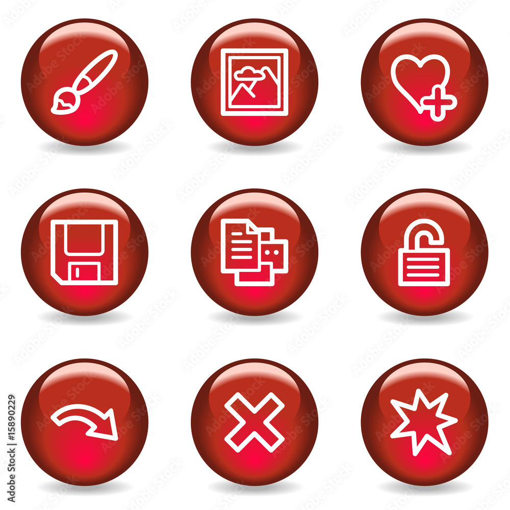 Image viewer web icons set 2, red glossy series Image viewer web icons set 2, red glossy series