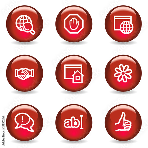 Internet communication web icons, red glossy series