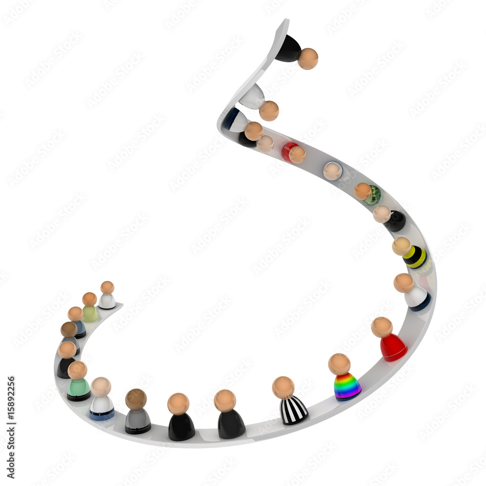 Obraz premium Cartoon Crowd, Small Spiral Path