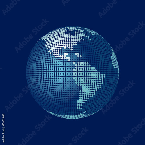 stylized 3D vector globe, america
