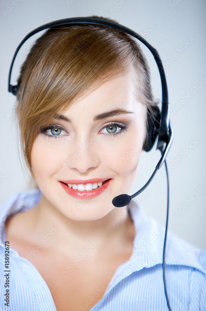 Portrait of beautiful business woman with headset Portrait of beautiful business woman with headset