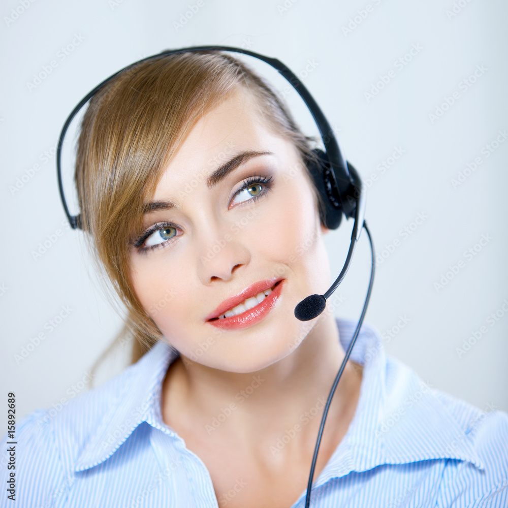 Portrait of beautiful business woman with headset Portrait of beautiful business woman with headset