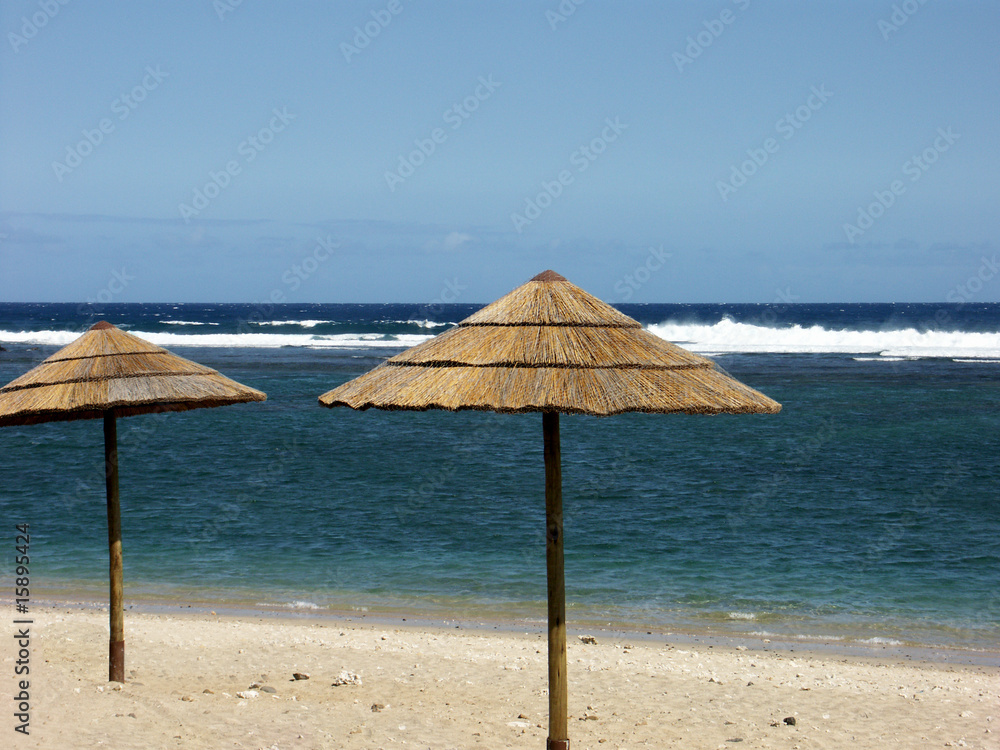 parasols de plage en paille