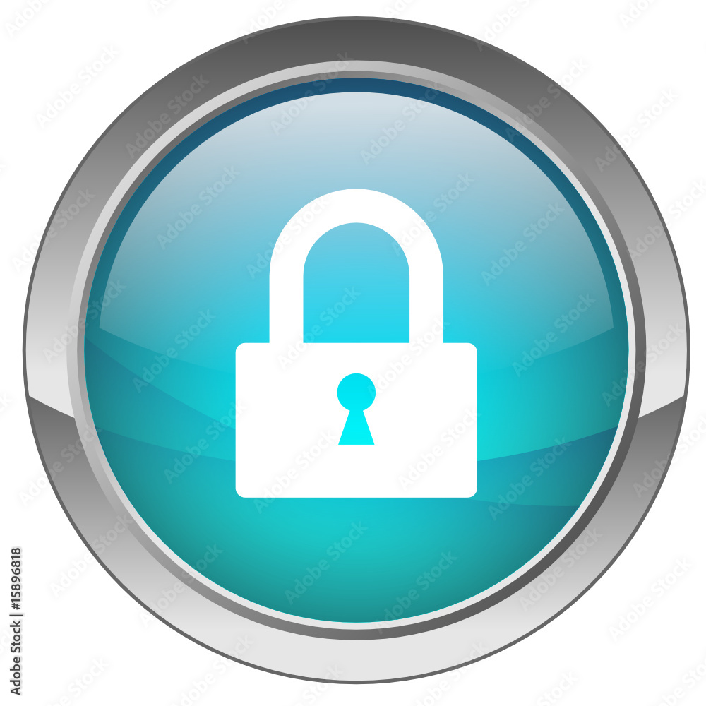 Orb button with Padlock symbol (blue) Orb button with Padlock symbol (blue)