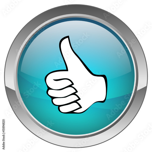 Orb button with Thumbs Up symbol (blue)