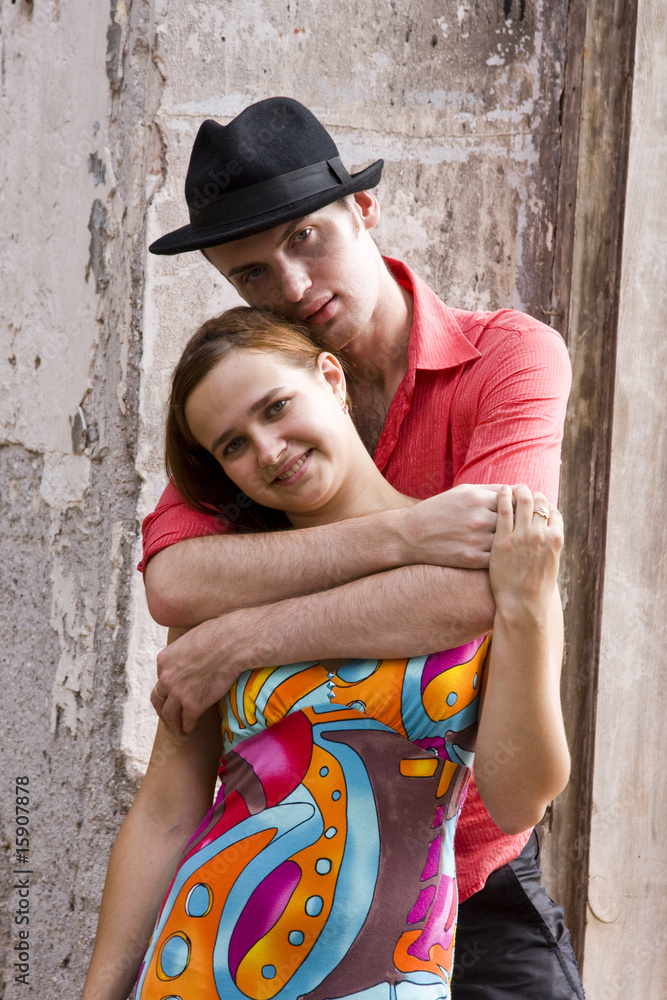 Romantic couple is embracing. Romantic couple is embracing.