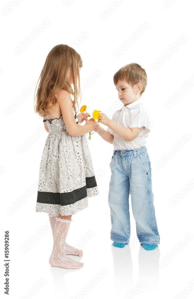 The boy and the girl with colors The boy and the girl with colors
