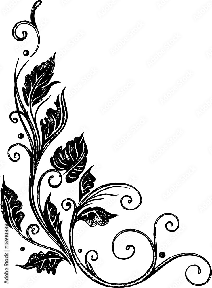 Blätter, Blatt, Laub, filigrane Ranke, dot work Blätter, Blatt, Laub, filigrane Ranke, dot work