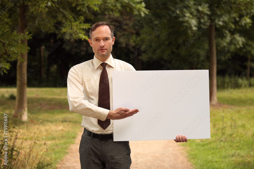 businessman with blank board businessman with blank board