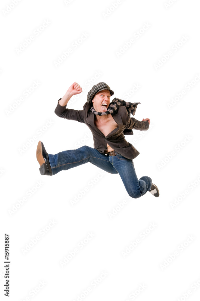 Cool young man jumping