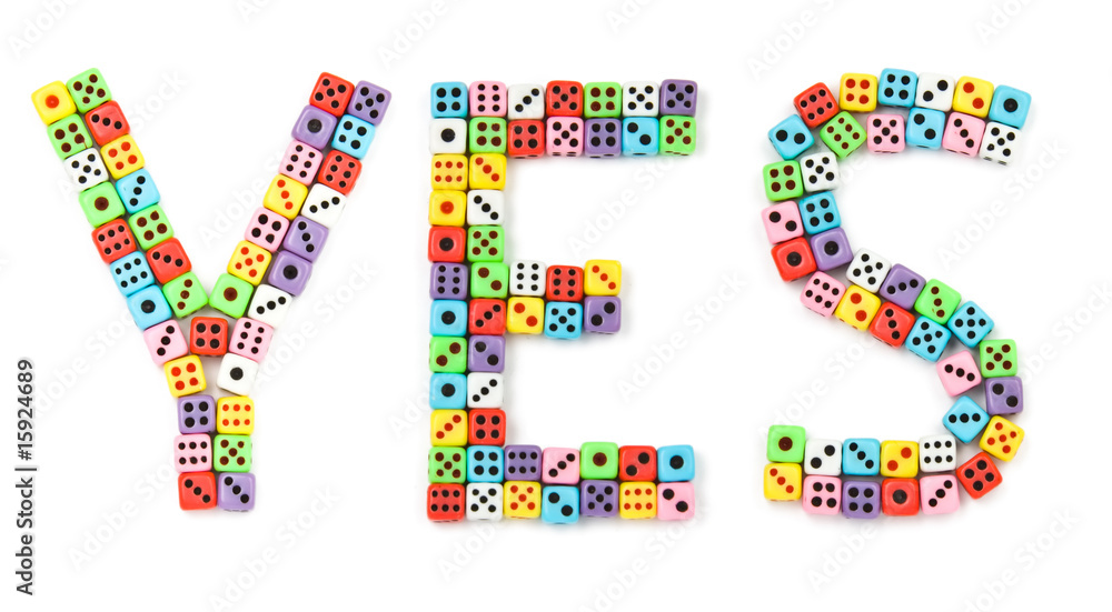 Yes sign, made of colorful dices