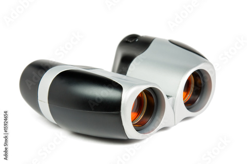 Binoculars with orange glasses