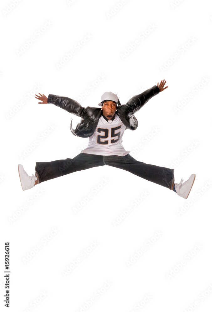 Cool young hip-hop man on white background