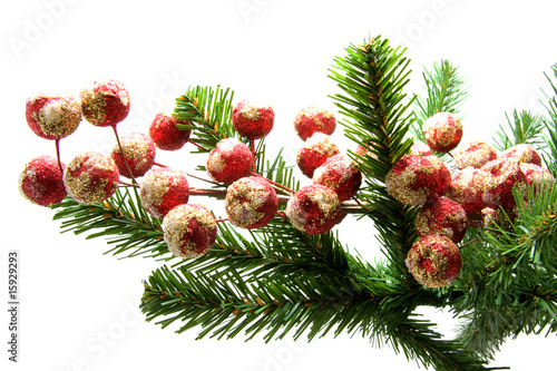 little red christmas balls on a tree