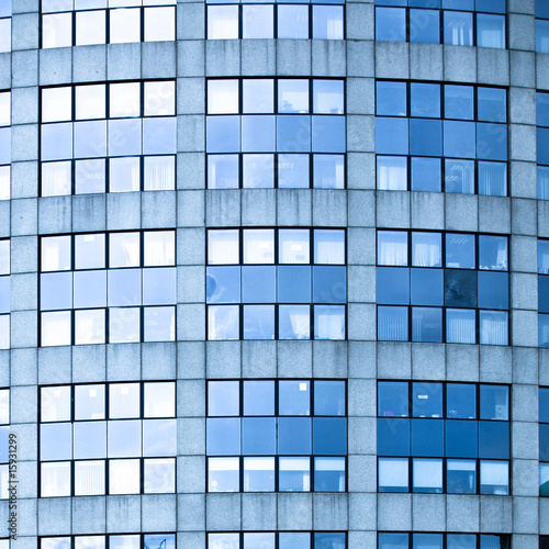 Abstract square crop of blue business office