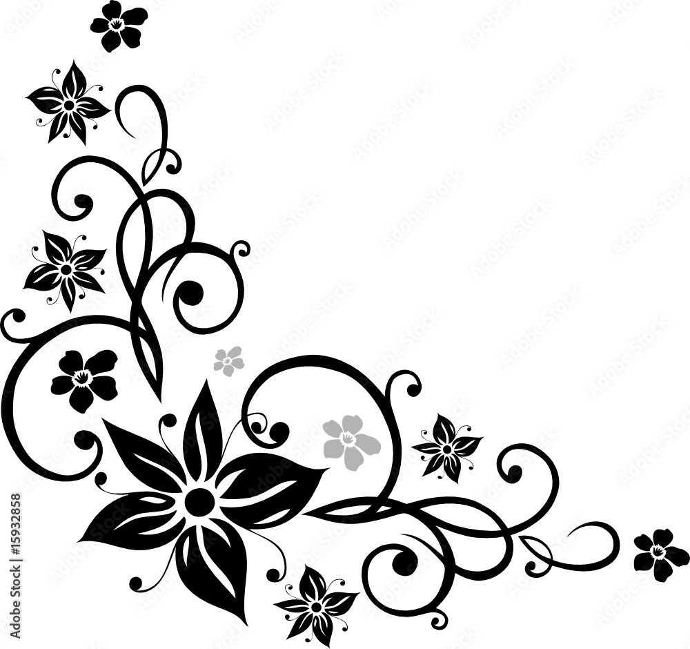 Blumen, Ranke, floral, ornamental, schwarz Stock Vector | Adobe Stock
