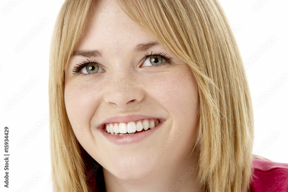 Studio Portrait Of Smiling Teenage Girl Studio Portrait Of Smiling Teenage Girl
