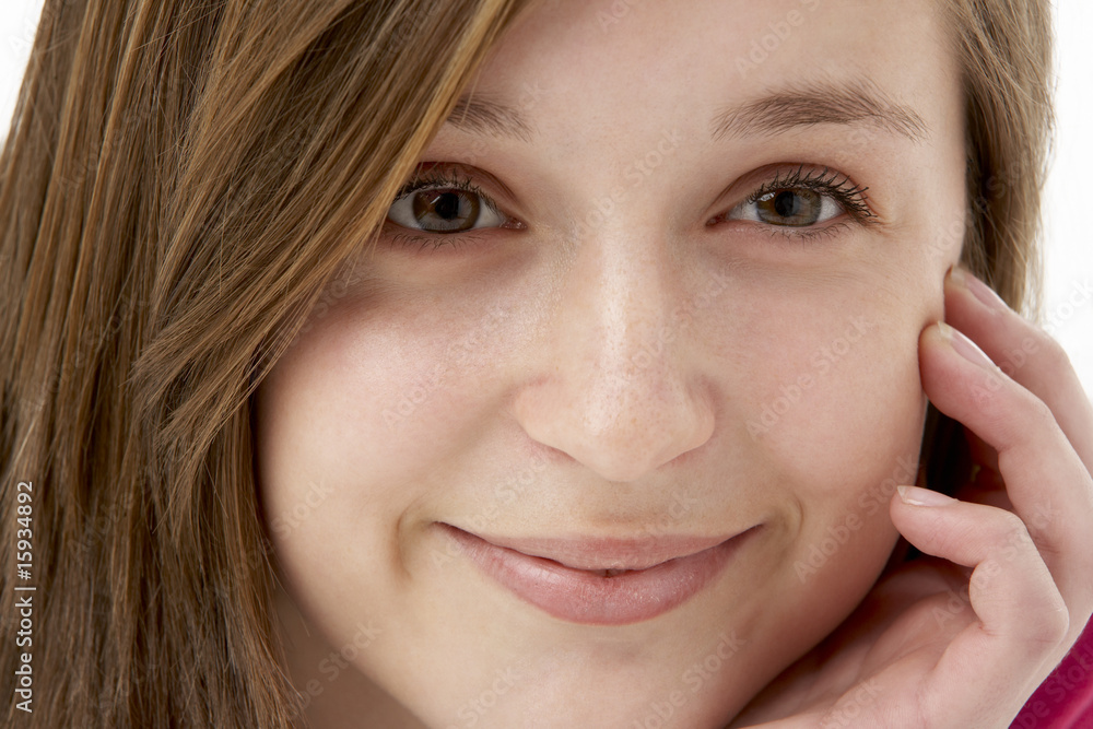 Studio Portrait Of Smiling Teenage Girl Studio Portrait Of Smiling Teenage Girl