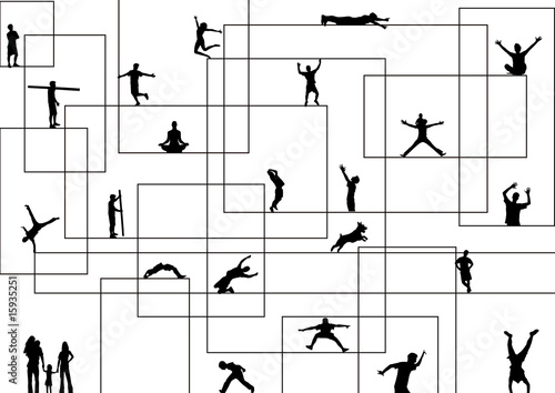 Happy people having fun in an abstract background