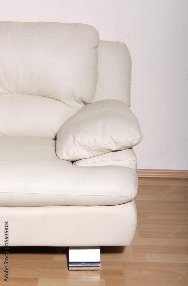 Part of modern white leather sofa