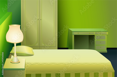 green bed room vector