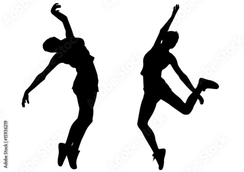 hip-hop woman dances silhouette vector