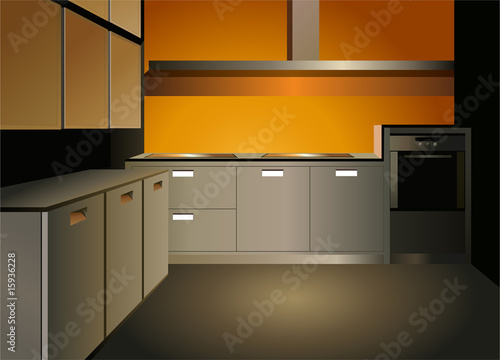 brown kitchen interior vector