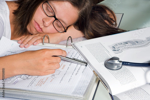 Closeup of a student learning for exam