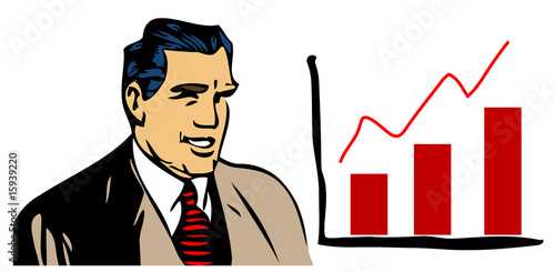 Old businessman with graphics
