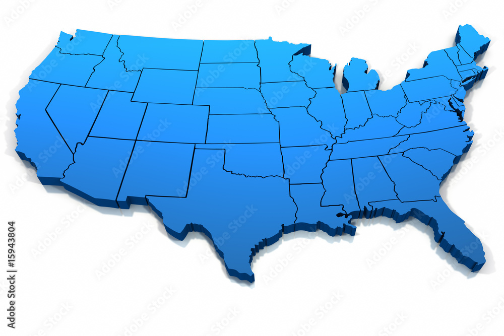 United States blue map outline - obrazy, fototapety, plakaty 