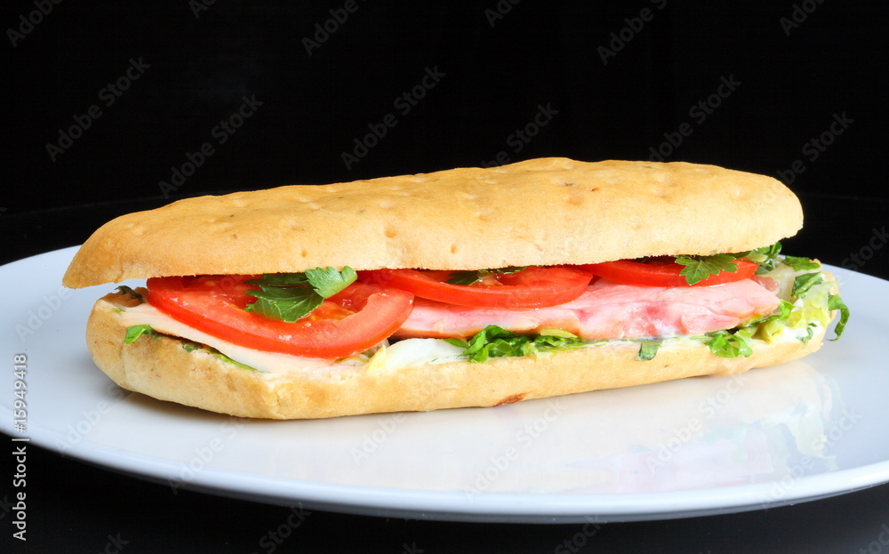 Delicious sandwich with tomatoes and chicken breast Delicious sandwich with tomatoes and chicken breast