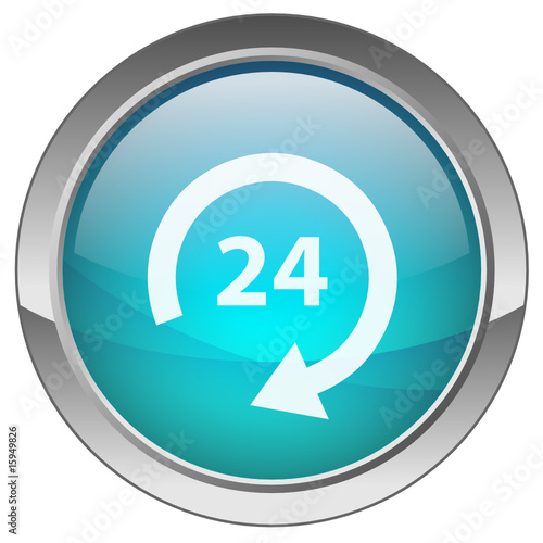 Orb button with 24 hours a day symbol (blue)