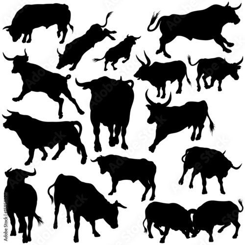 Bull Set Silhouettes 3 - bl...