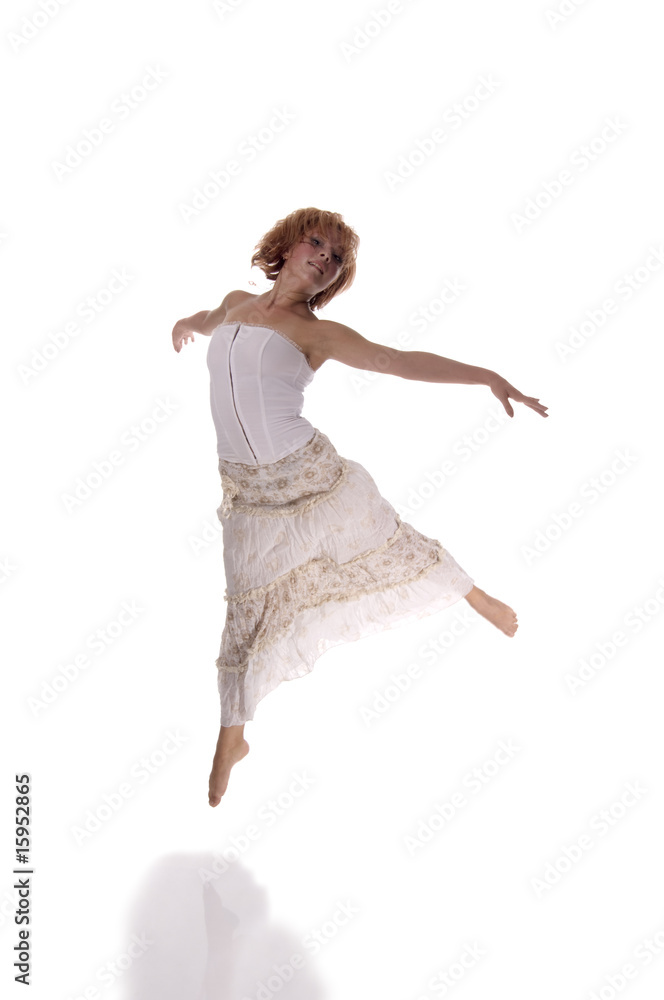 Red haired dancer on white Red haired dancer on white