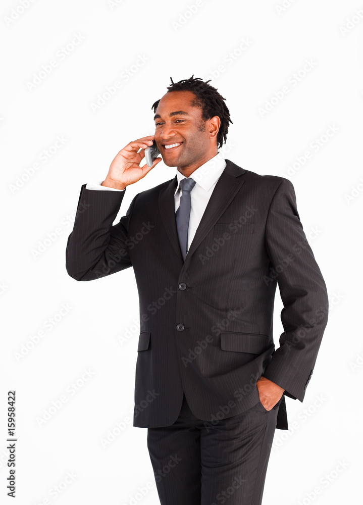 Businessman talking on phone