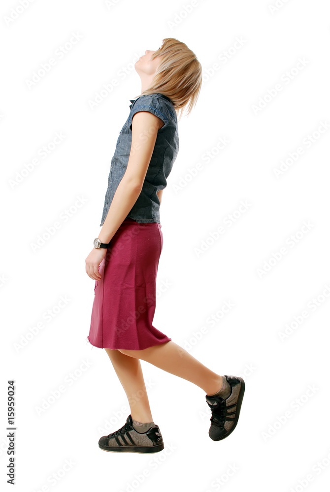 Naklejka premium Dancing girl isolated on white background.