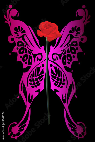rose and butterfly