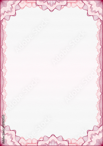 Classic guilloche border for diploma or certificate / vector