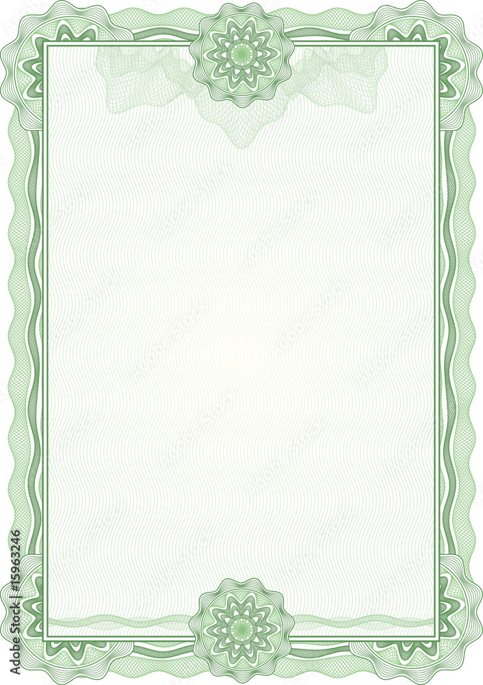 Classic guilloche border for diploma or certificate / vector