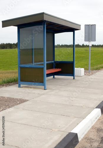 Blue bus stop