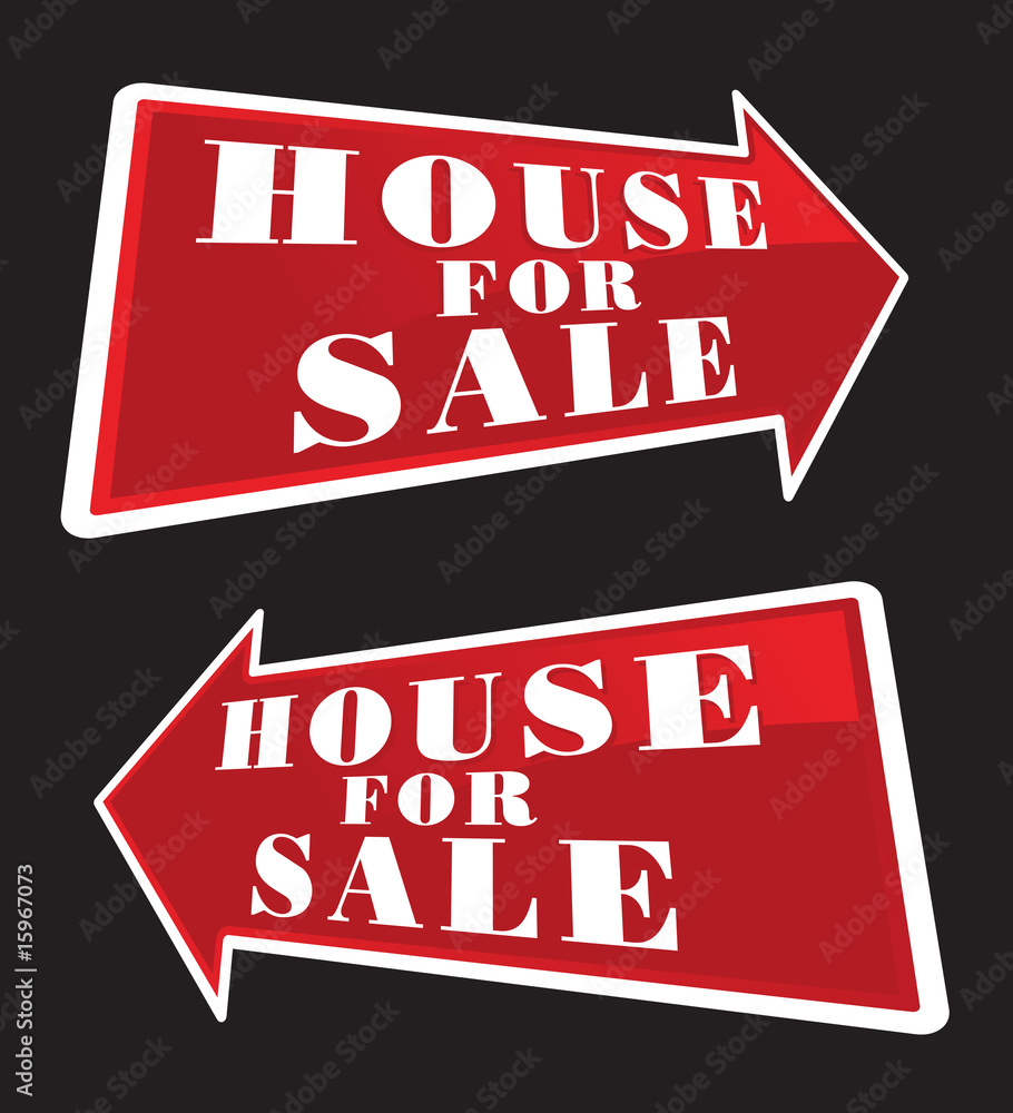 Fototapeta premium House For Sale Real Estate Sign Arrows