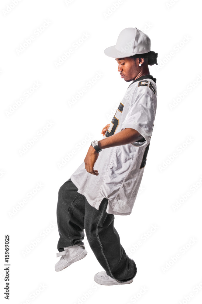 Young hip-hop dancer on white Young hip-hop dancer on white